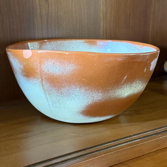 Vintage Frankoma Pottery Serving Bowl Plainsman Gold 5N 10.25” across. FLAW - Picture 4 of 7